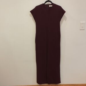 Roucha Women burgundy maroon red jumpsuit Size Small Pockets Minimalist Utility